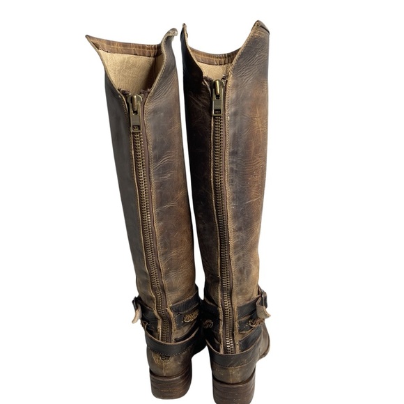 Freebird By Steven Aspen Long Brown Buckle/chains Leather Boho women boots Sz 7 - Picture 5 of 16
